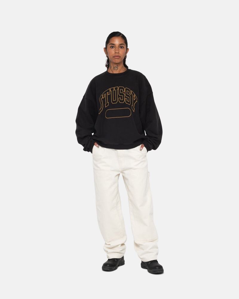 Long Sleeve Sweatshirt Stüssy Varsity Oversized Crew Noir | CK89-G7-RO