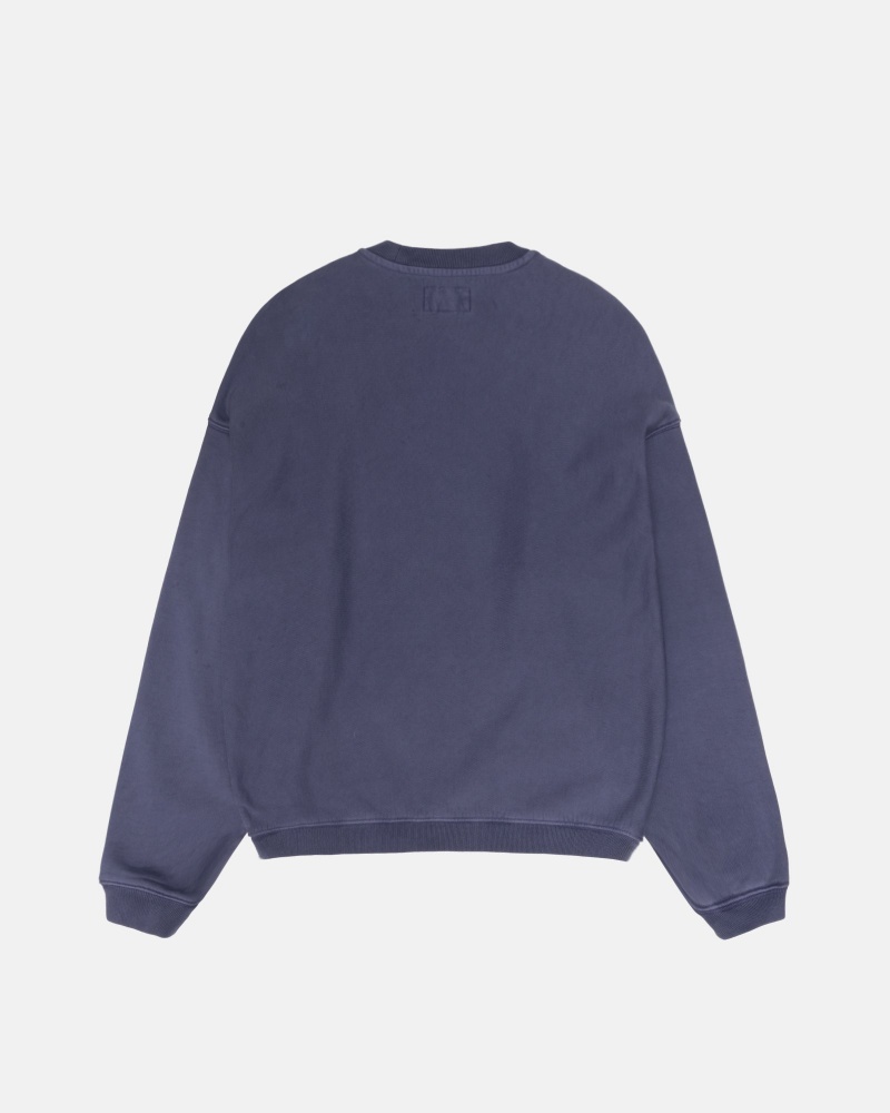 Long Sleeve Sweatshirt Stüssy Varsity Oversized Crew Bleu | GR65-J9-DL