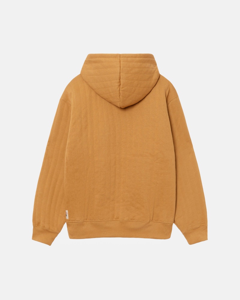 Long Sleeve Sweatshirt Stüssy Vertical Matelassé Zip Hoodie Tan | LH48-Z0-TQ