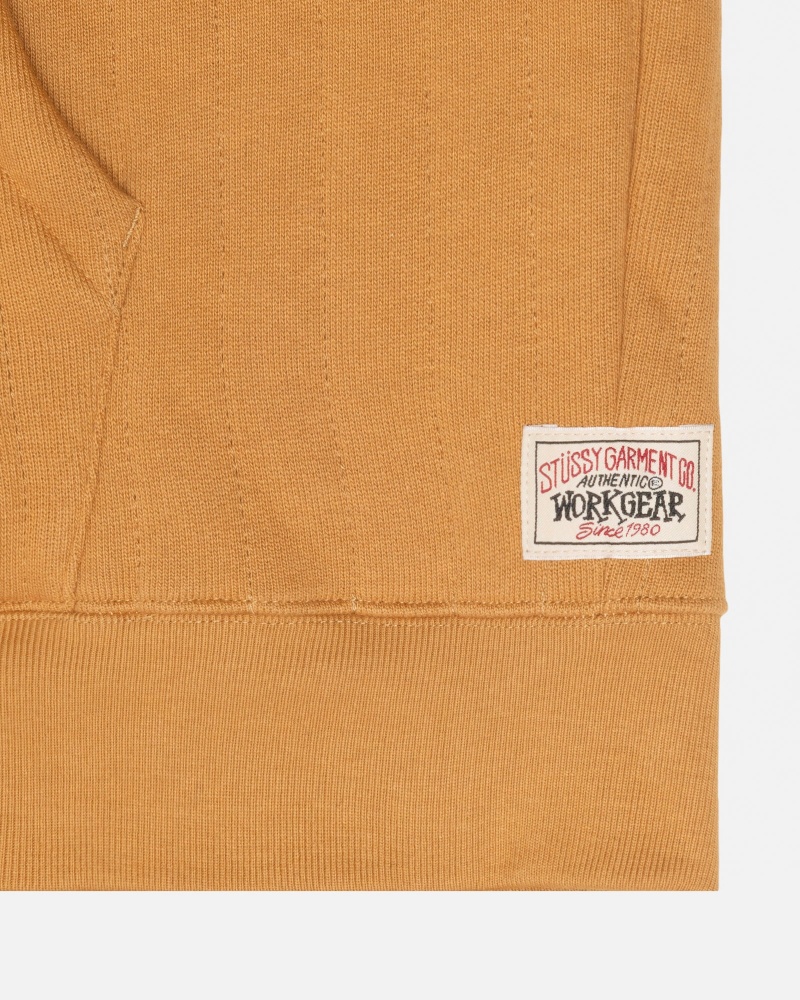 Long Sleeve Sweatshirt Stüssy Vertical Matelassé Zip Hoodie Tan | LH48-Z0-TQ