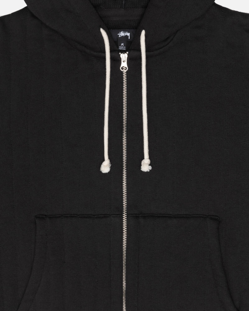 Long Sleeve Sweatshirt Stüssy Vertical Matelassé Zip Hoodie Noir | PE60-L7-VX