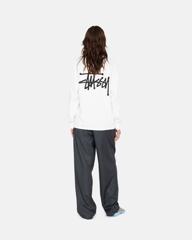 Long Sleeve T-Shirt Stüssy Basic Stussy LS Tee Blanche | ZN58-G8-BP