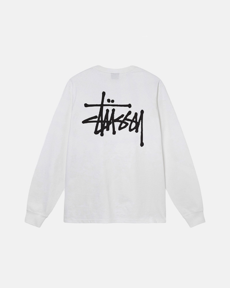 Long Sleeve T-Shirt Stüssy Basic Stussy LS Tee Blanche | ZN58-G8-BP