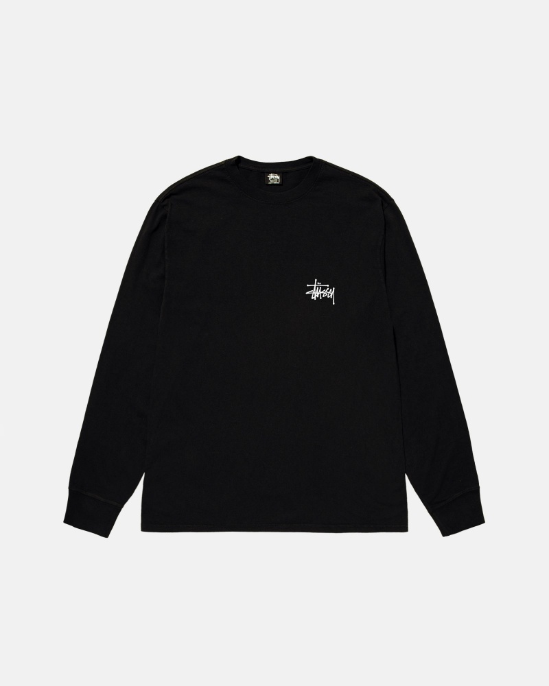 Long Sleeve T-Shirt Stüssy Basic Stussy LS Tee Noir | OW92-I8-MU