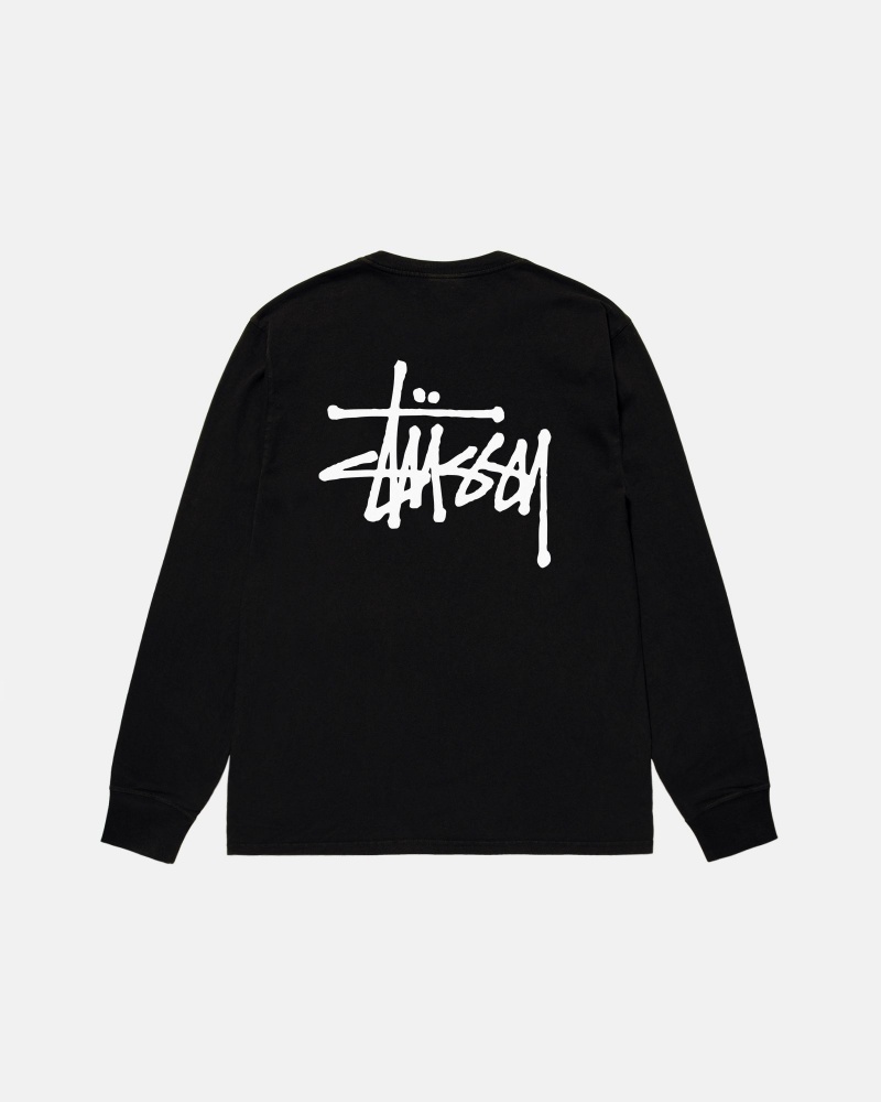 Long Sleeve T-Shirt Stüssy Basic Stussy LS Tee Noir | OW92-I8-MU