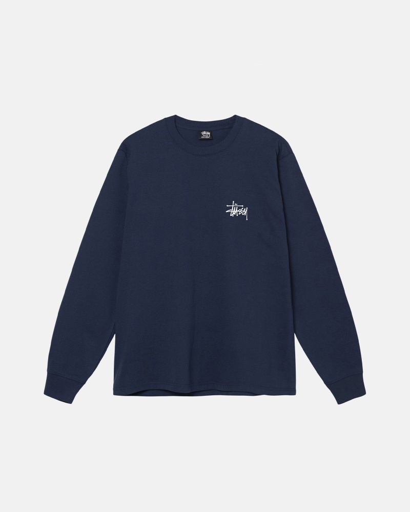 Long Sleeve T-Shirt Stüssy Basic Stussy LS Tee Bleu Marine | JF25-G6-CC