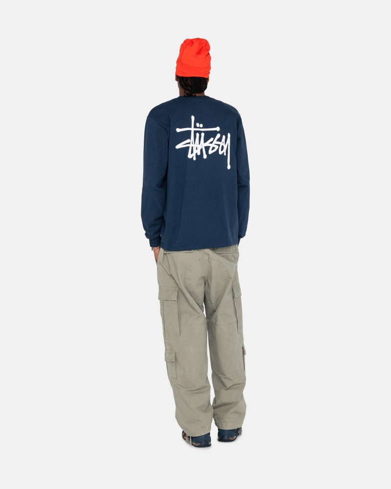 Long Sleeve T-Shirt Stüssy Basic Stussy LS Tee Bleu Marine | JF25-G6-CC