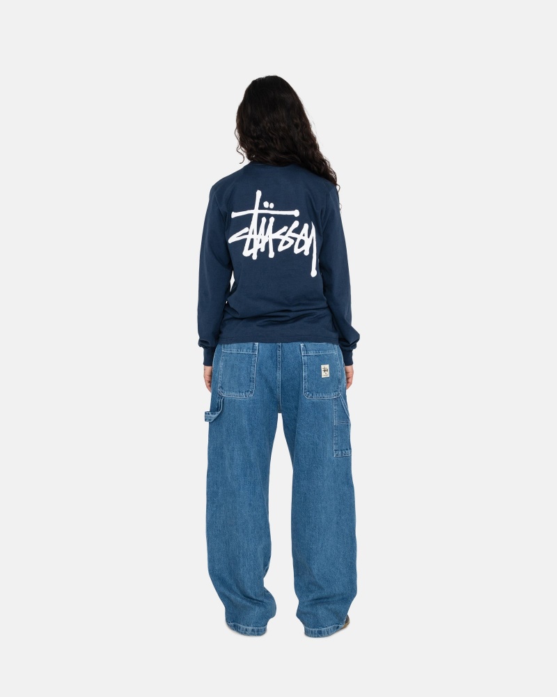 Long Sleeve T-Shirt Stüssy Basic Stussy LS Tee Bleu Marine | JF25-G6-CC