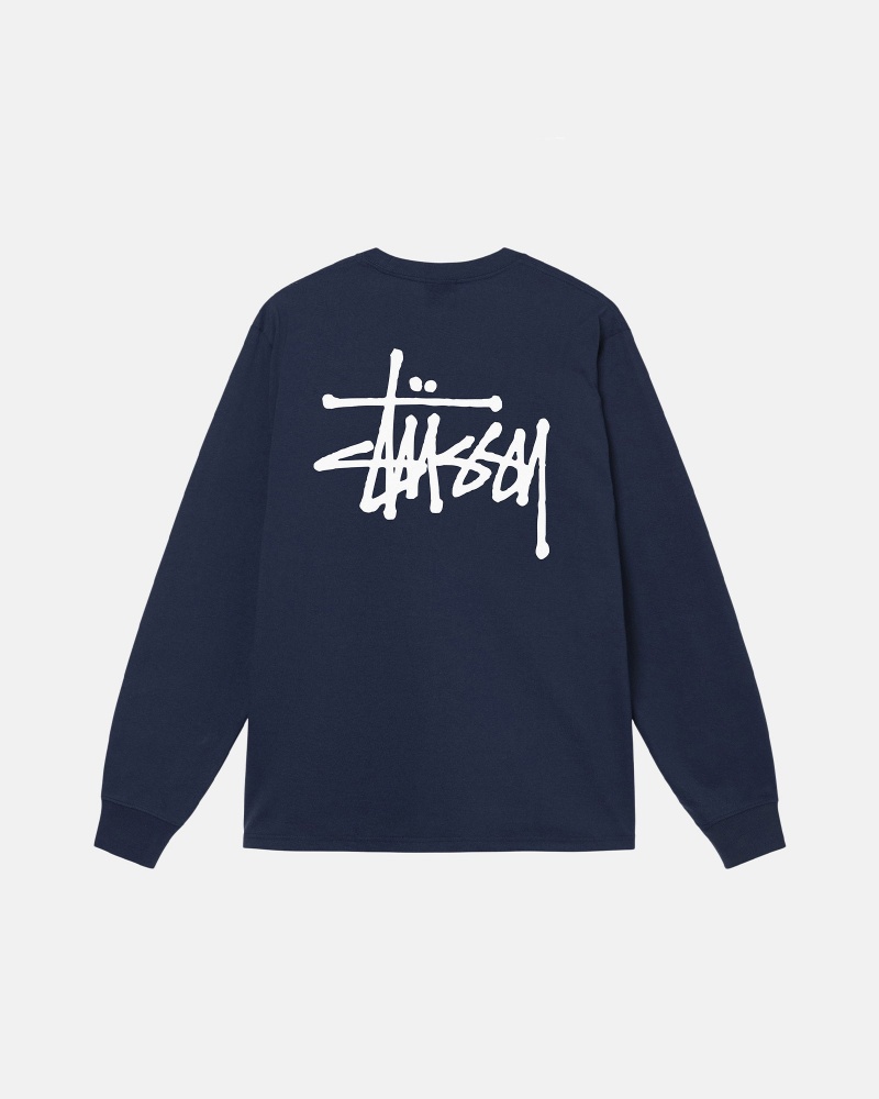 Long Sleeve T-Shirt Stüssy Basic Stussy LS Tee Bleu Marine | JF25-G6-CC