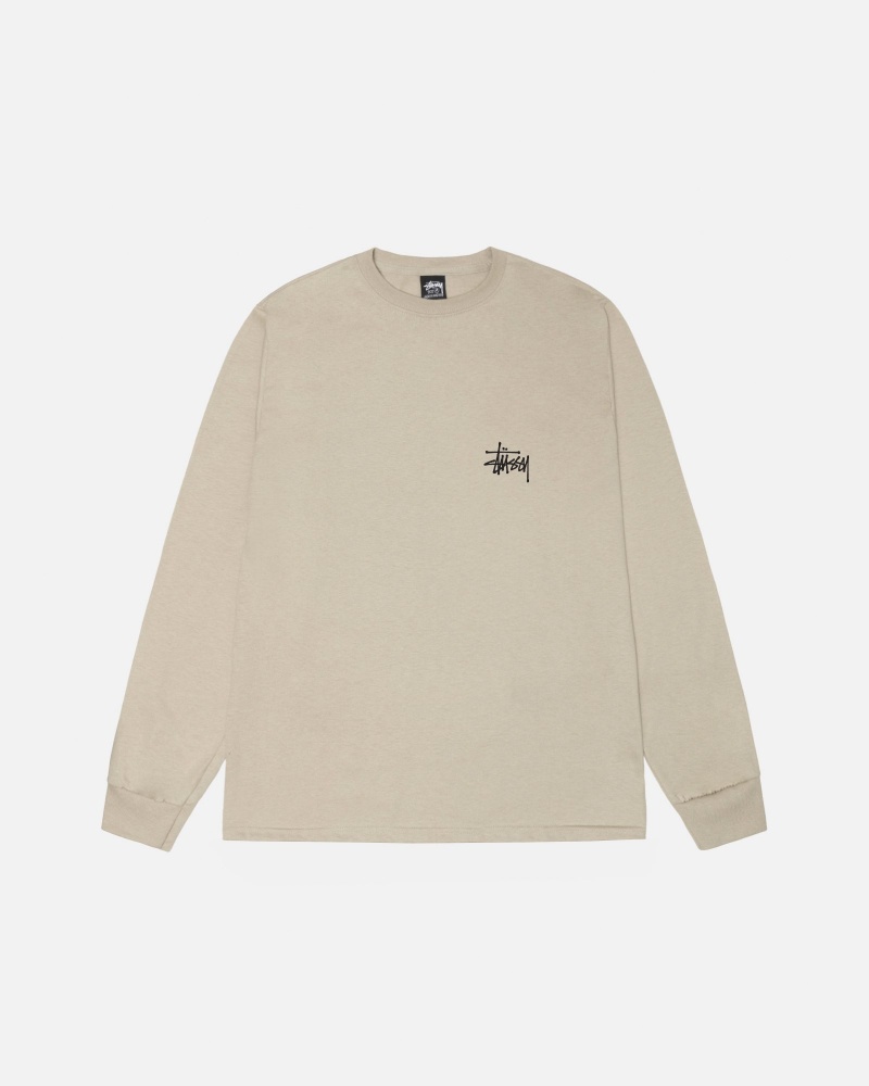 Long Sleeve T-Shirt Stüssy Basic Stussy LS Tee Kaki | AB46-G2-TE