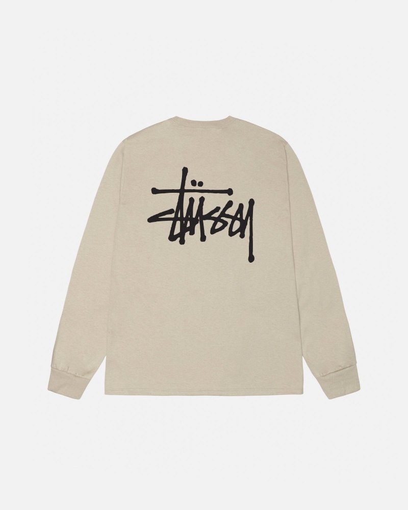 Long Sleeve T-Shirt Stüssy Basic Stussy LS Tee Kaki | AB46-G2-TE