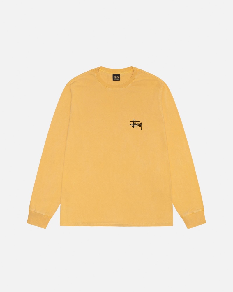 Long Sleeve T-Shirt Stüssy Basic Stussy LS Tee Pigment Dyed Honey | FJ75-X4-HW