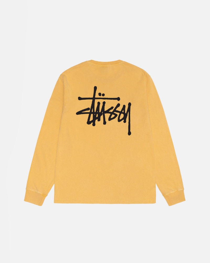 Long Sleeve T-Shirt Stüssy Basic Stussy LS Tee Pigment Dyed Honey | FJ75-X4-HW