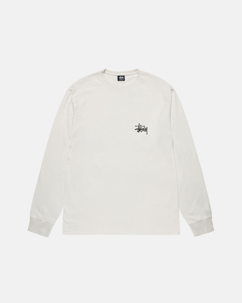 Long Sleeve T-Shirt Stüssy Basic Stussy LS Tee Pigment Dyed Natural | ZC15-D7-FQ