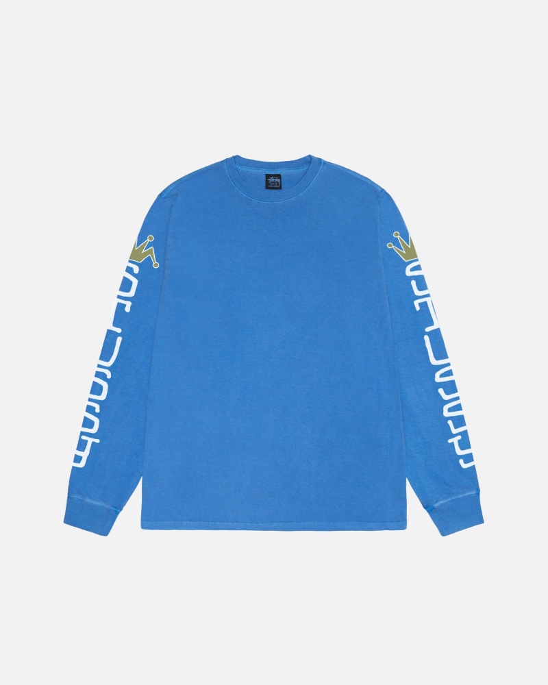 Long Sleeve T-Shirt Stüssy Jumbo LS Tee Pigment Dyed Bleu | OR31-C2-VI