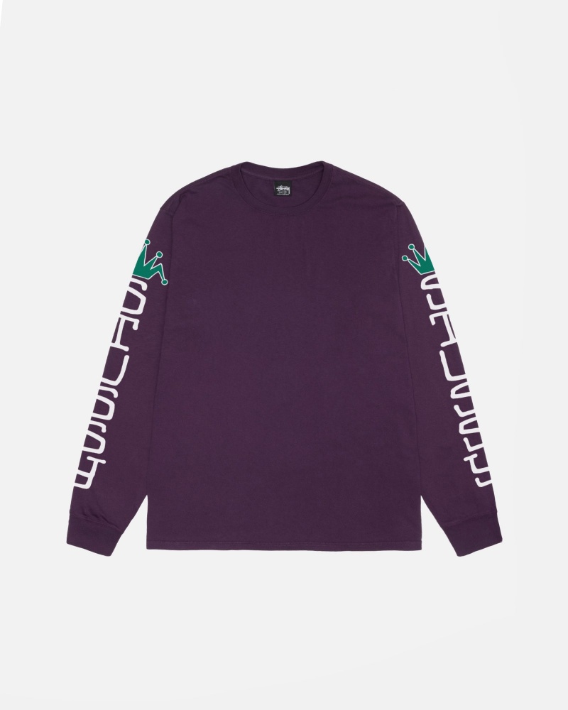 Long Sleeve T-Shirt Stüssy Jumbo LS Tee Pigment Dyed Violette | IK55-Q5-FW