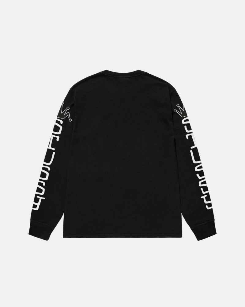 Long Sleeve T-Shirt Stüssy Jumbo LS Tee Pigment Dyed Noir | BF36-C6-SA