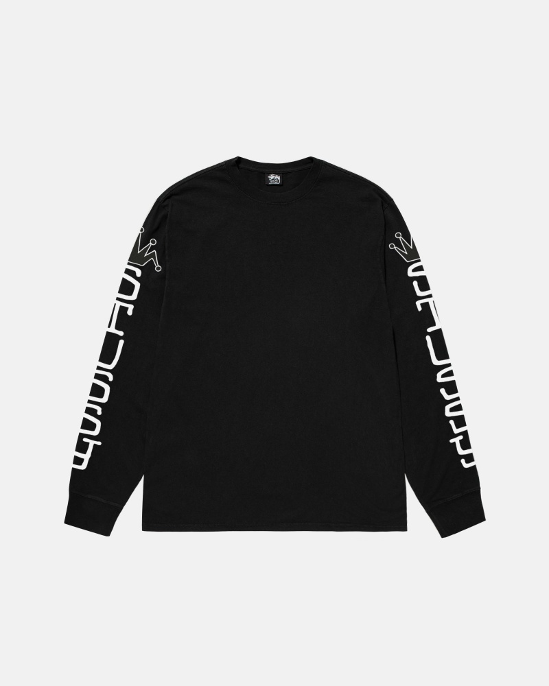 Long Sleeve T-Shirt Stüssy Jumbo LS Tee Pigment Dyed Noir | BF36-C6-SA