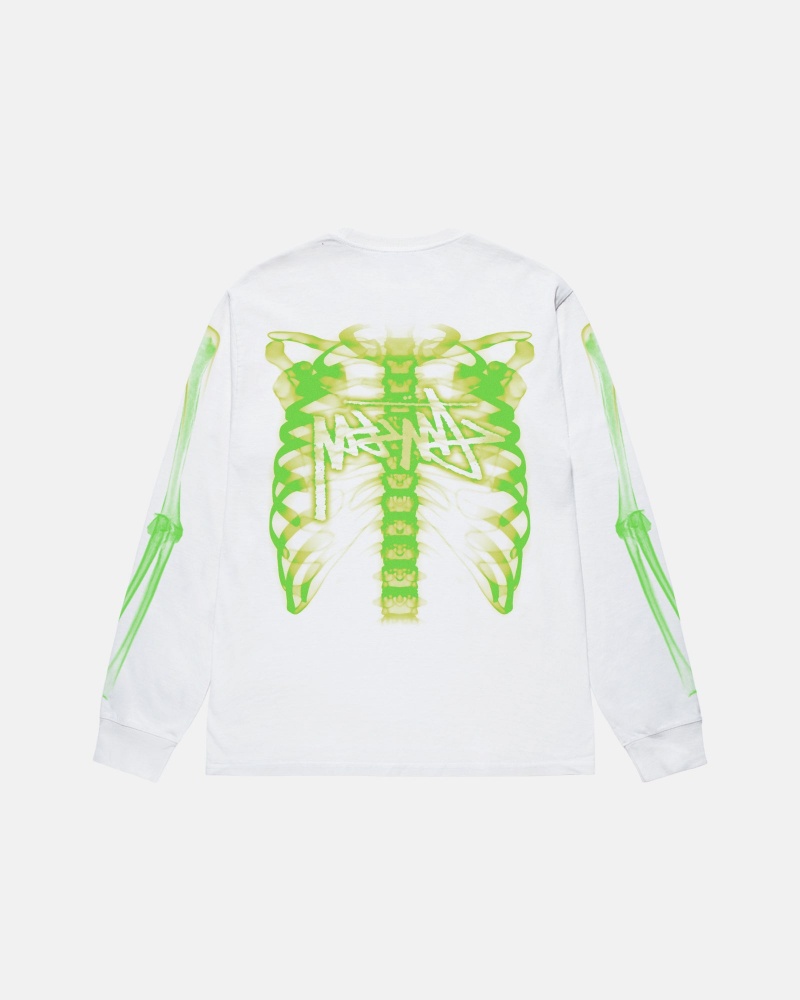 Long Sleeve T-Shirt Stüssy Rib Cage 3M Ls Tee Blanche | EL26-V6-VS