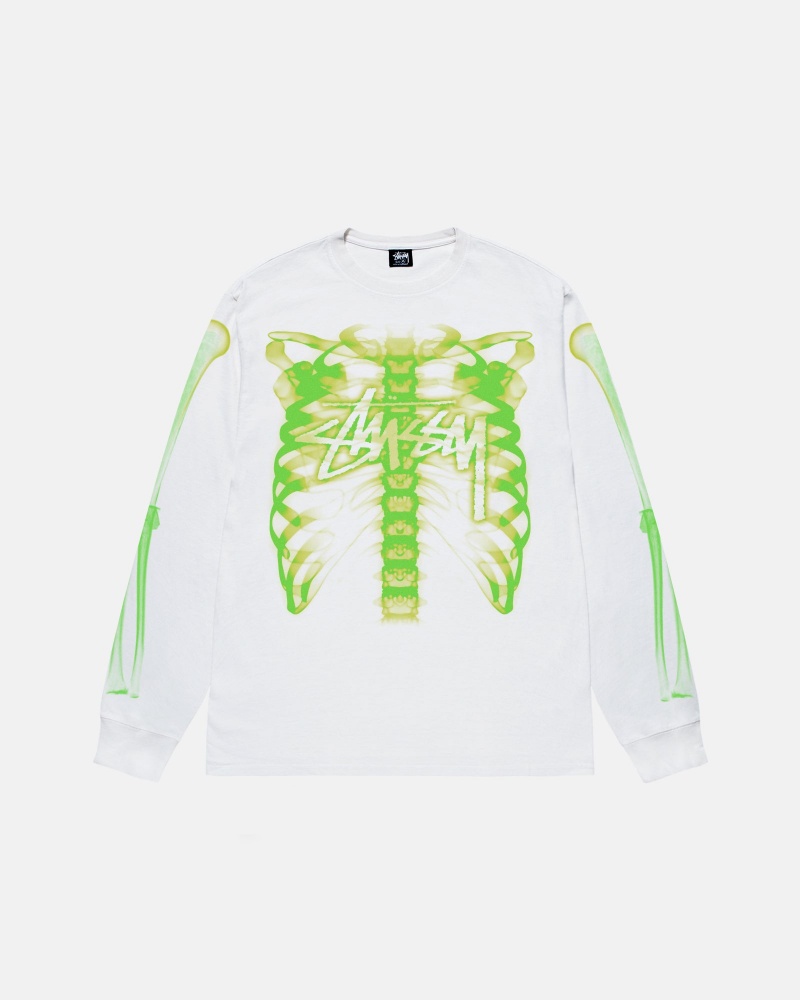 Long Sleeve T-Shirt Stüssy Rib Cage 3M Ls Tee Blanche | EL26-V6-VS