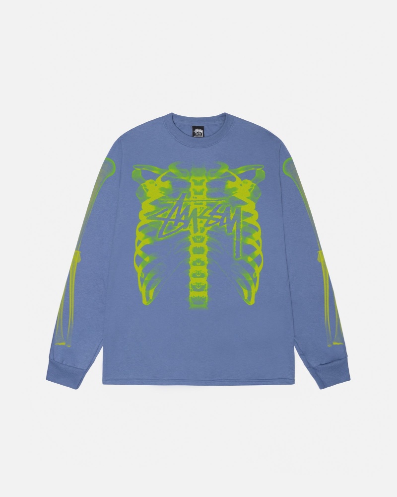 Long Sleeve T-Shirt Stüssy Rib Cage 3M Ls Tee Storm | YC62-K9-YD