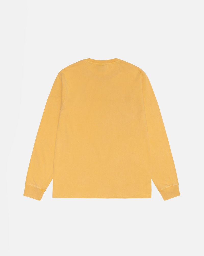 Long Sleeve T-Shirt Stüssy Small Stock LS Tee Pigment Dyed Honey | BF43-V7-UM