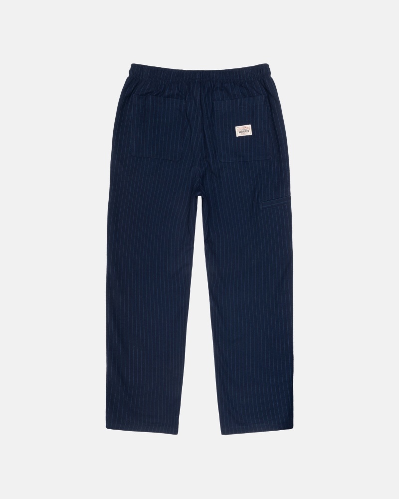 Pantalon Stüssy Beach Pant Laine Stripe Bleu Marine | XM14-C8-LP