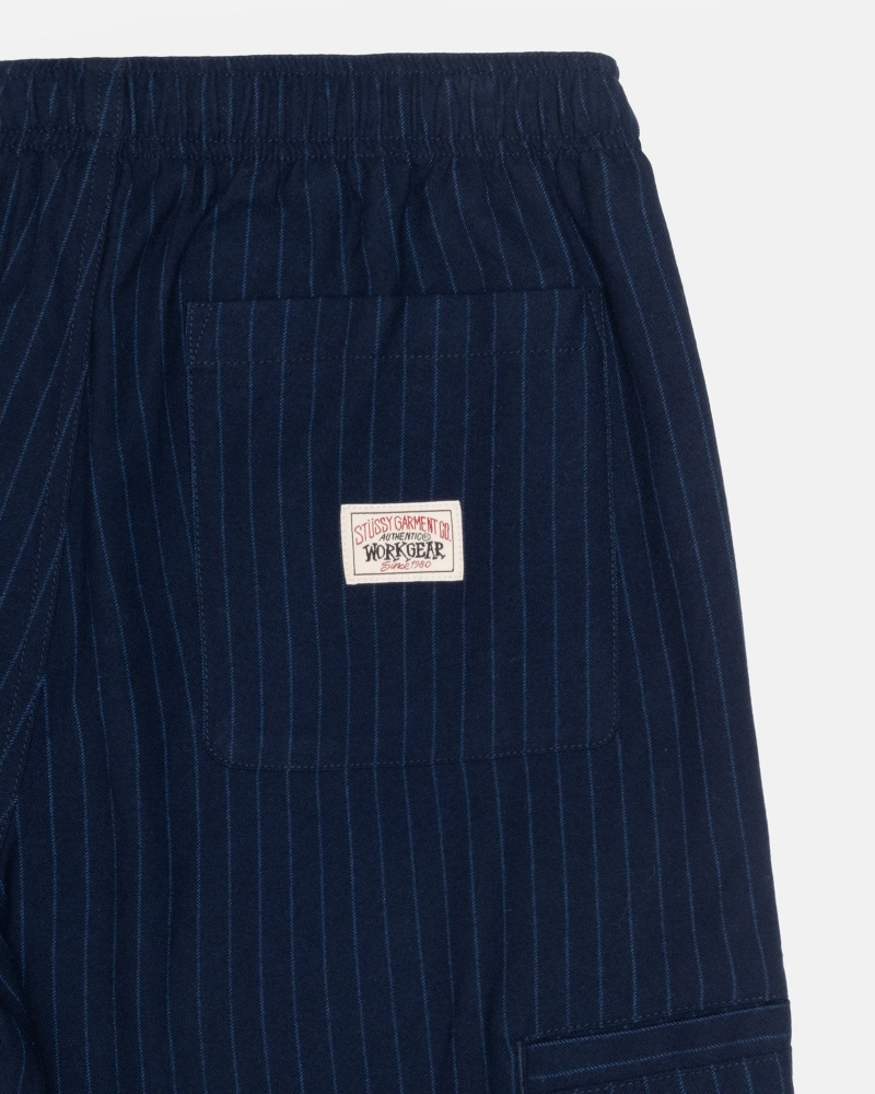 Pantalon Stüssy Beach Pant Laine Stripe Bleu Marine | XM14-C8-LP