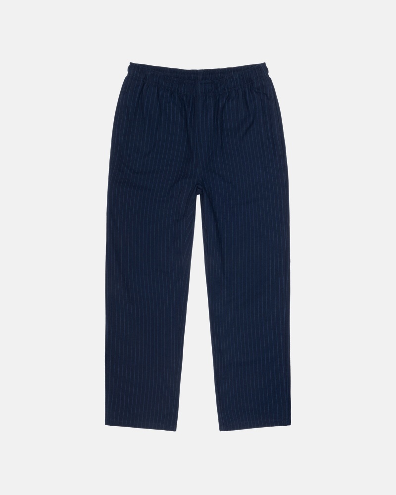 Pantalon Stüssy Beach Pant Laine Stripe Bleu Marine | XM14-C8-LP