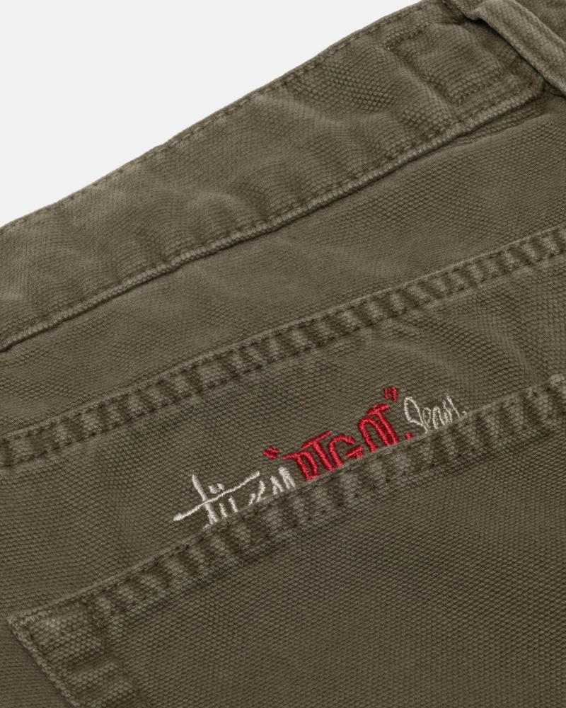 Pantalon Stüssy Big Ol' Jean Washed Tela Vert Olive | KC06-O3-ET