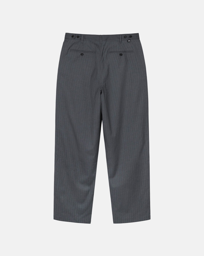 Pantalon Stüssy Rayé Volume Plissé Trouser Grise | JM49-W0-AD