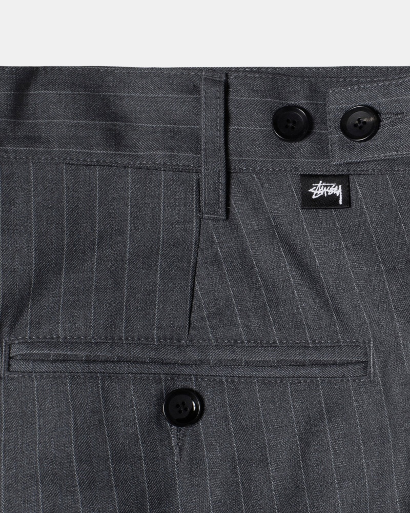 Pantalon Stüssy Rayé Volume Plissé Trouser Grise | JM49-W0-AD