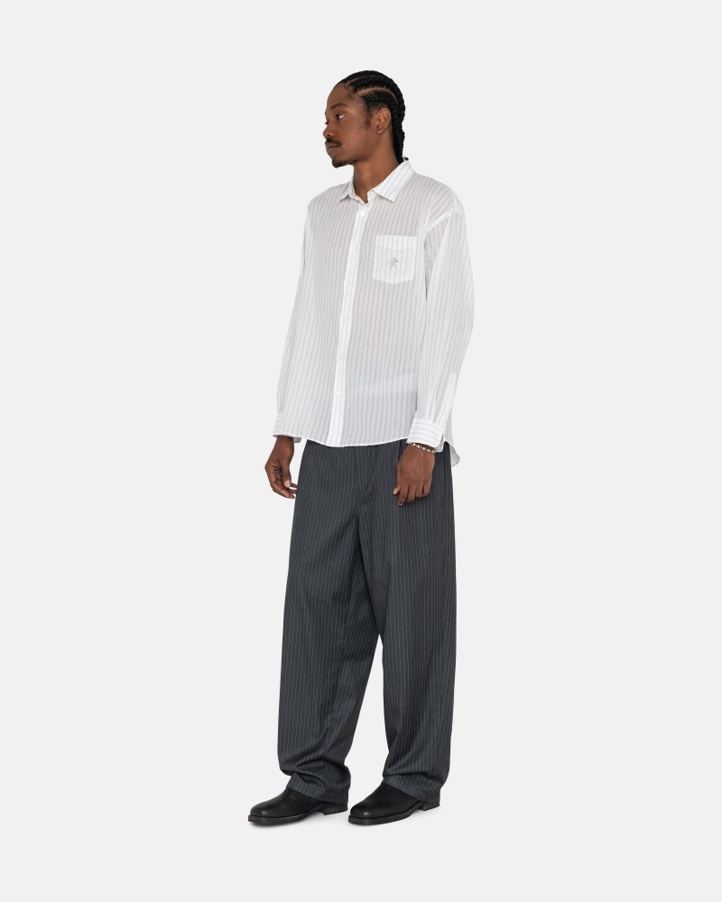 Pantalon Stüssy Rayé Volume Plissé Trouser Grise | JM49-W0-AD