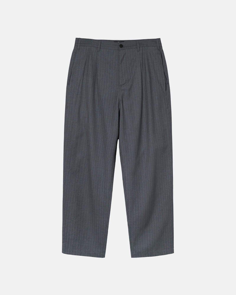 Pantalon Stüssy Rayé Volume Plissé Trouser Grise | JM49-W0-AD