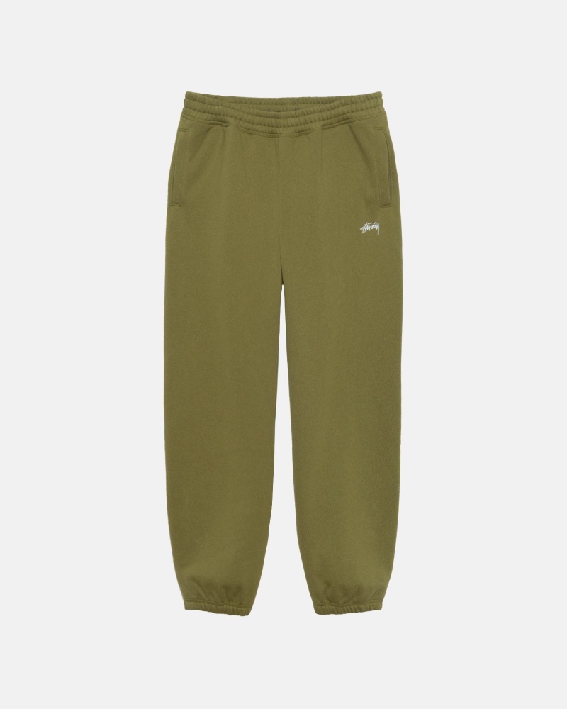 Pantalon Stüssy Stock Logo Sweatpant Vert Olive | JA29-R1-GL