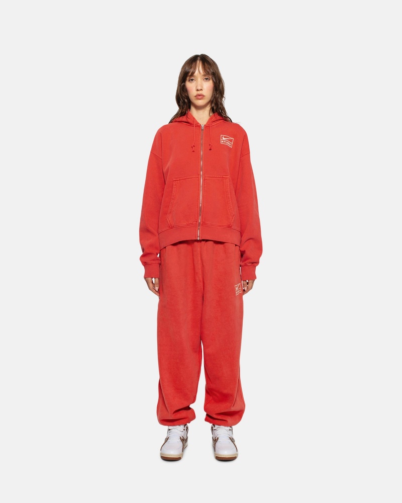 Pantalon Stüssy & Nike Pigment Dyed Fleece Pant Rouge | HU60-Y7-SR