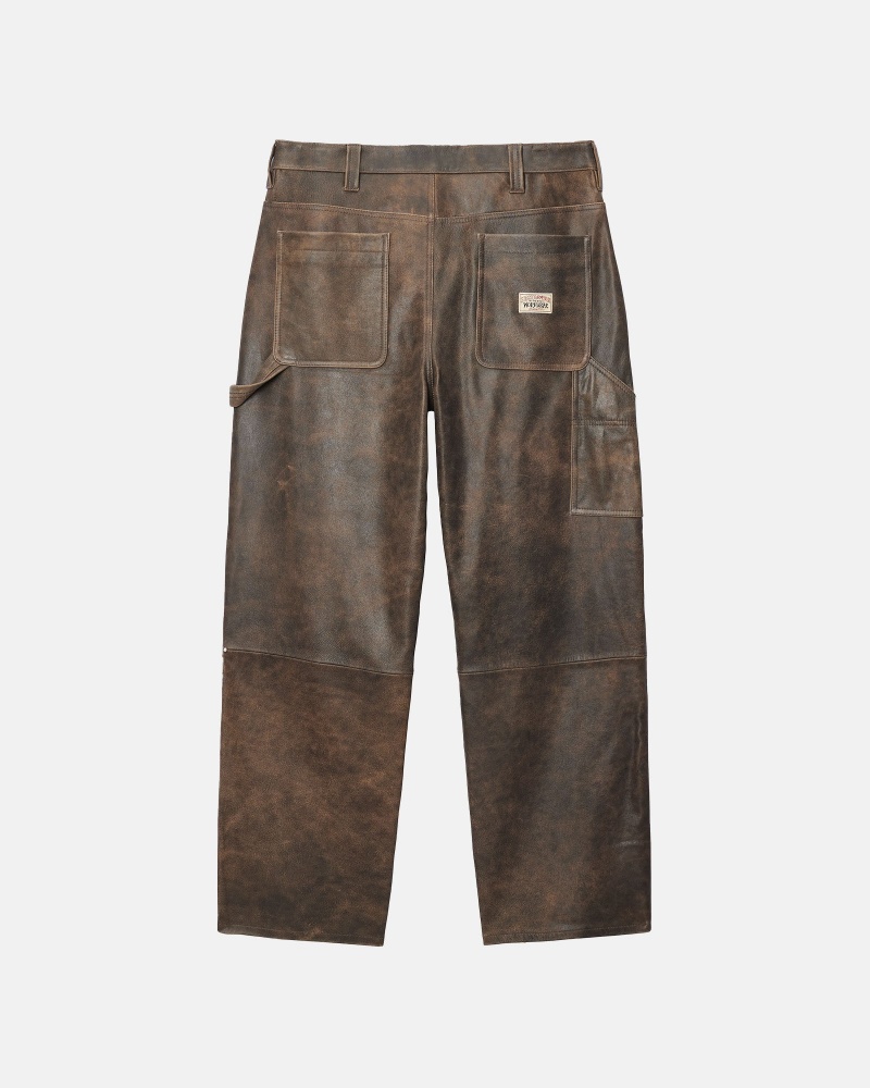 Pantalon Stüssy Travail Pant Distressed Cuir Marron | TF56-L1-ZI