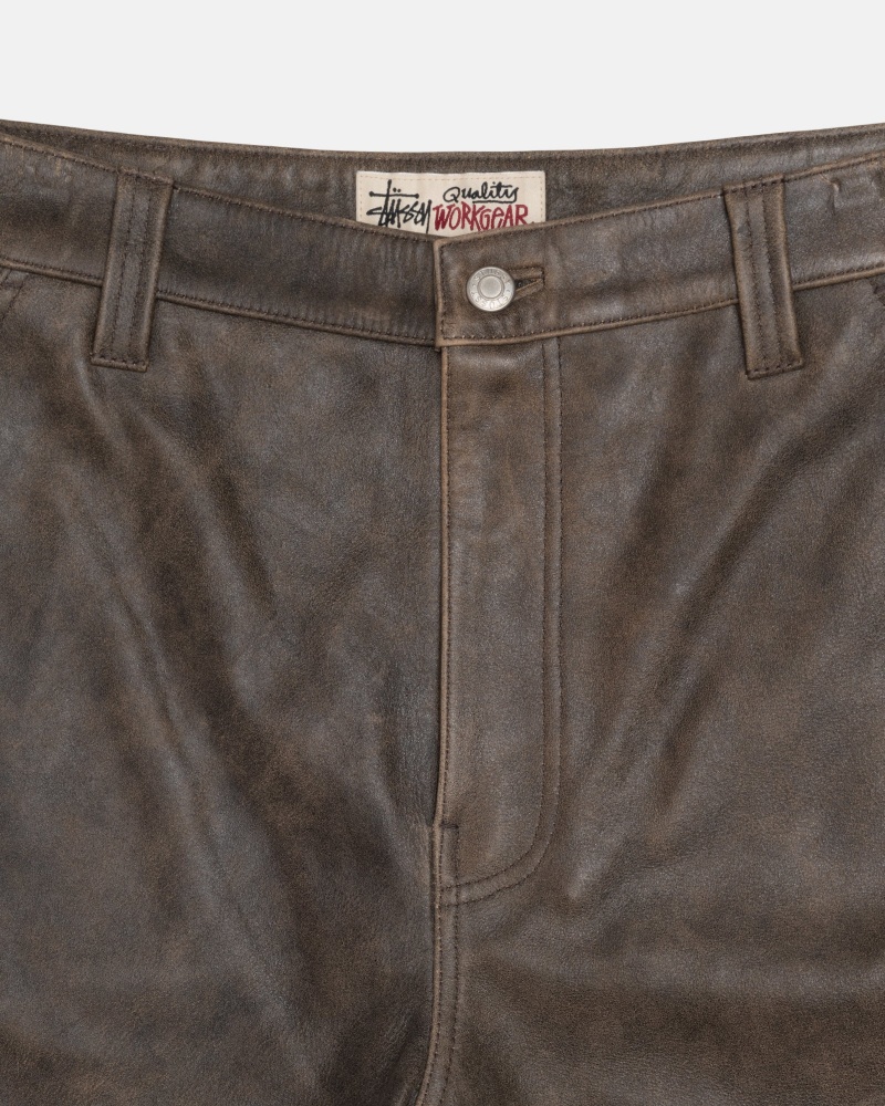 Pantalon Stüssy Travail Pant Distressed Cuir Marron | TF56-L1-ZI