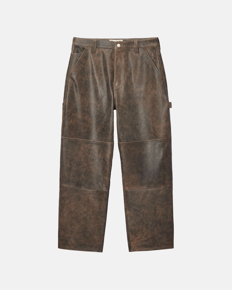 Pantalon Stüssy Travail Pant Distressed Cuir Marron | TF56-L1-ZI