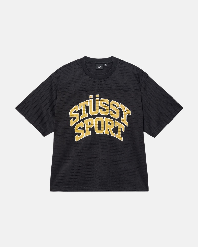 Short Sleeve Knit Stüssy Sport Mesh Football Jersey Noir | GK75-Q3-ID