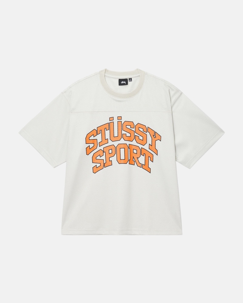 Short Sleeve Knit Stüssy Sport Mesh Football Jersey Natural | NZ86-V8-VN