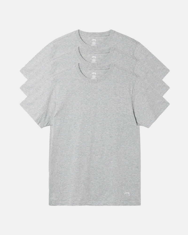 Short Sleeve Knit Stüssy Stussy Undershirt Grise | DV33-Y1-TJ