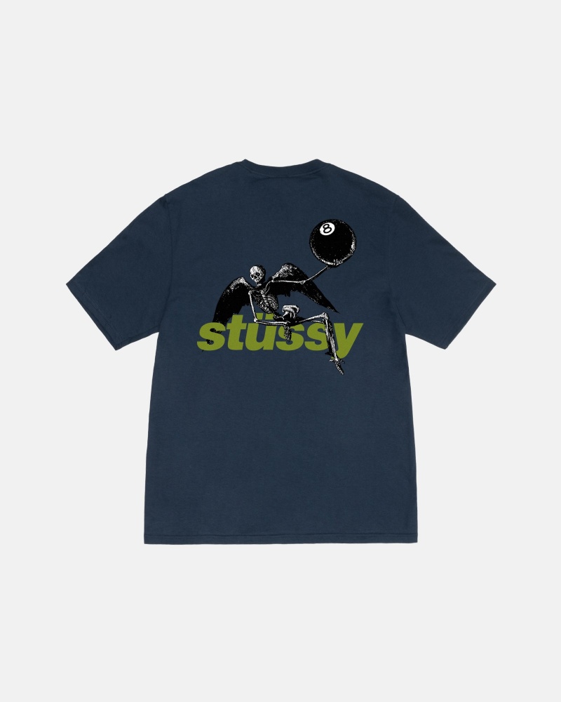 Short Sleeve T-Shirt Stüssy Apocalypse Tee Bleu Marine | HW07-V7-NC