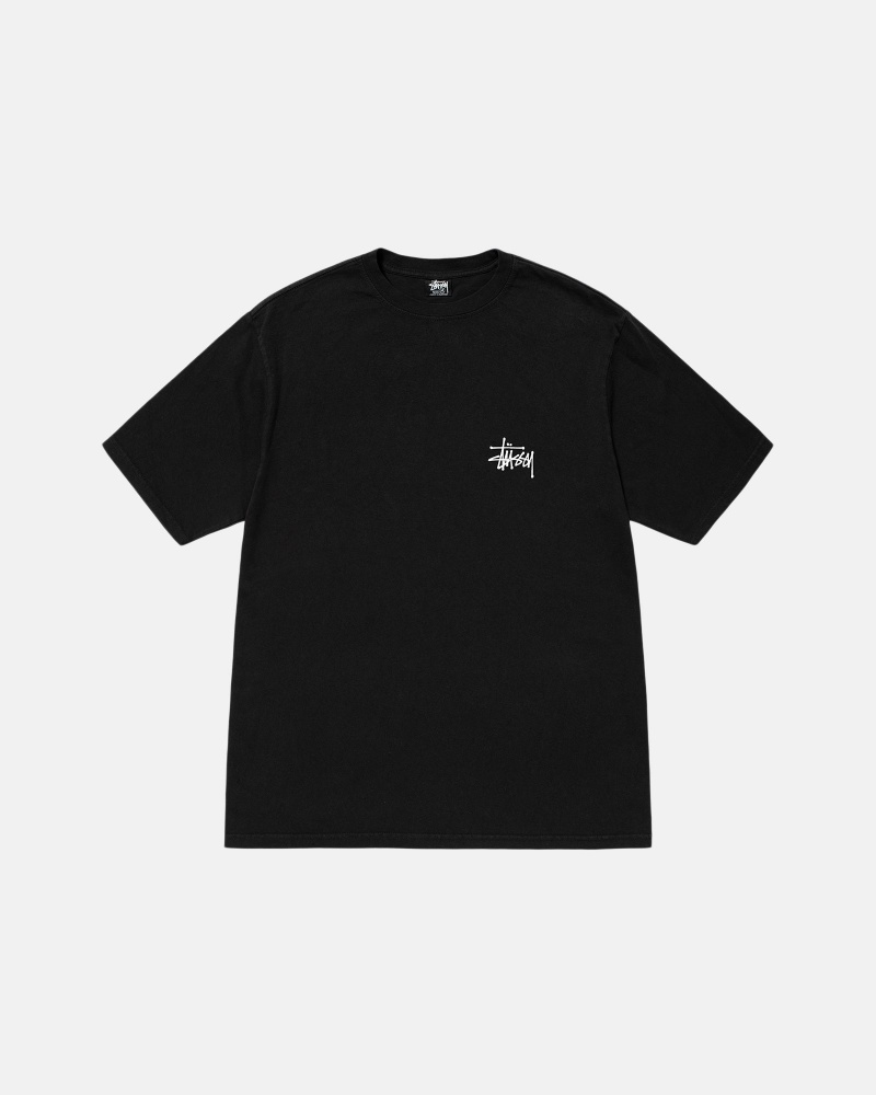 Short Sleeve T-Shirt Stüssy Basic Stussy Tee Pigment Dyed Noir | AU97-N4-ZY