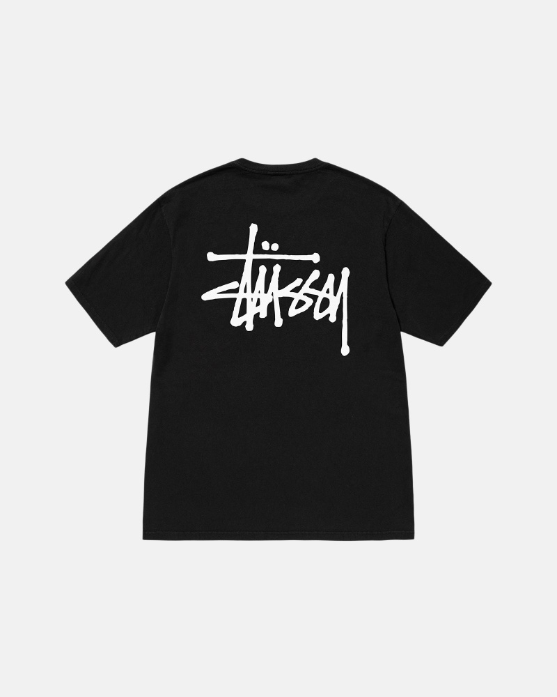 Short Sleeve T-Shirt Stüssy Basic Stussy Tee Pigment Dyed Noir | AU97-N4-ZY