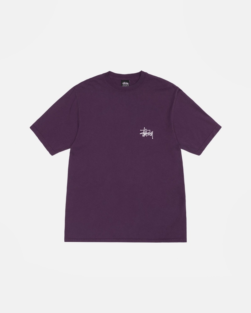 Short Sleeve T-Shirt Stüssy Basic Stussy Tee Pigment Dyed Violette | WI30-V9-BW