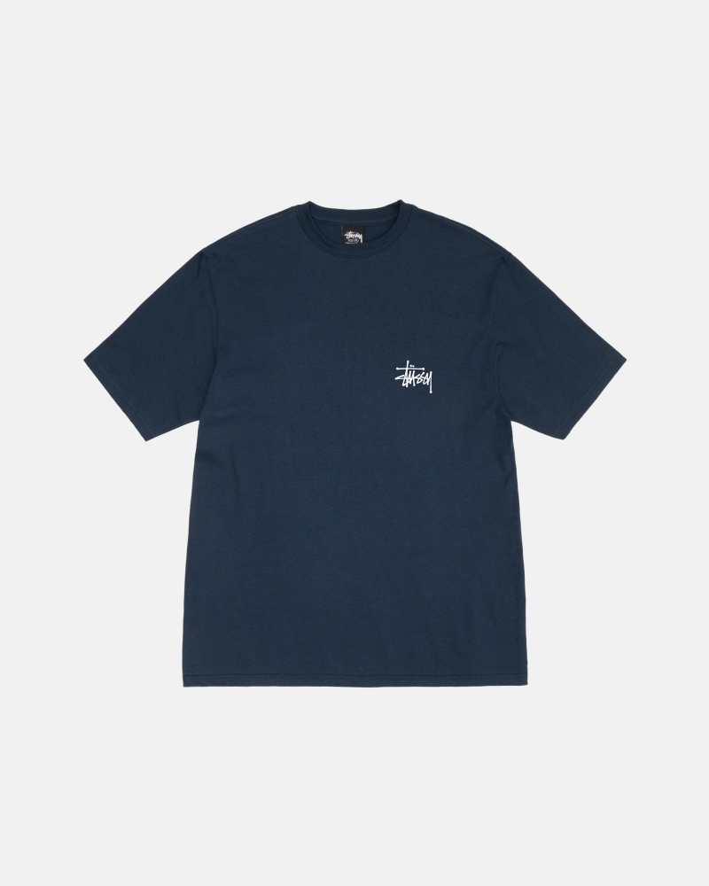 Short Sleeve T-Shirt Stüssy Basic Stussy Tee Bleu Marine | UN71-X2-ND