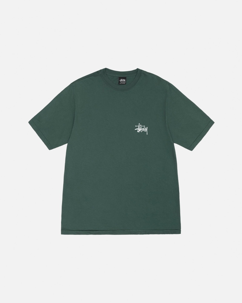 Short Sleeve T-Shirt Stüssy Basic Stussy Tee Pigment Dyed Forest | FF61-Q6-JO