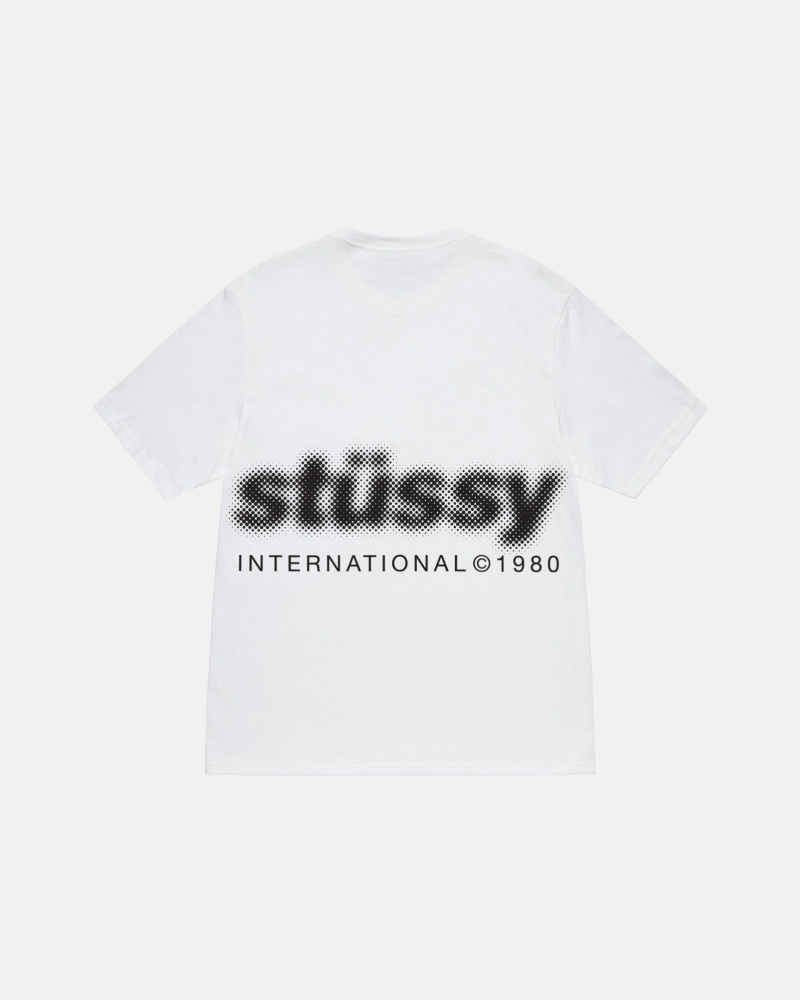 Short Sleeve T-Shirt Stüssy Blur Tee Blanche | LV90-O5-TU