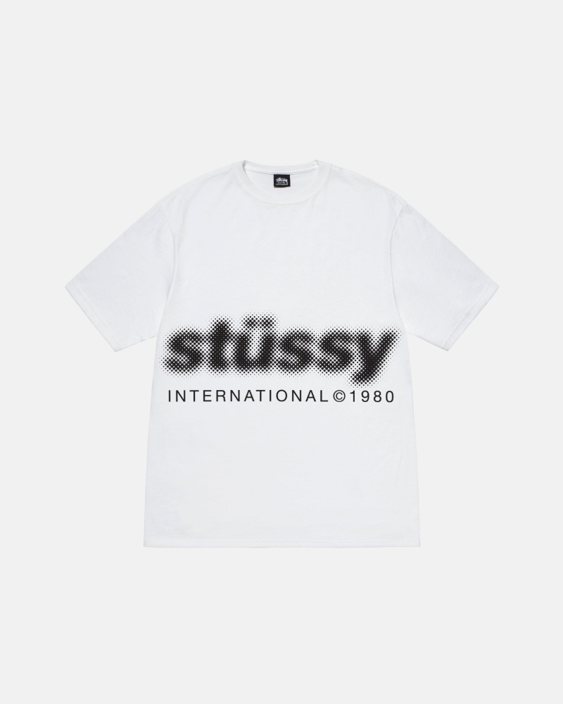 Short Sleeve T-Shirt Stüssy Blur Tee Blanche | LV90-O5-TU